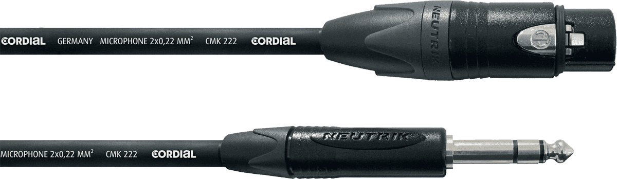Cordial CPM2.5FV - câble audio sym neutrik xlr f/jack stéréo 2,5m