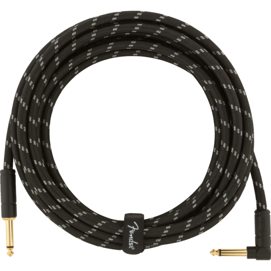 Deluxe Series Instrument Cable, Straight/Angle, 15' Black Tweed