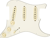 Pre-Wired Strat Pickguard, Hot Noiseless SSS, Parchment 11 Hole PG