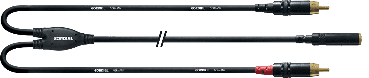 Cordial CFY0.3YCC - câble bretelle rean 3,5mm femelle/2x rca - 0,3 m