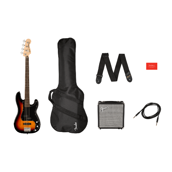 Affinity Series Precision Bass PJ Pack, Laurel Fingerboard, 3-Color Sunburst, Gig Bag, Rumble 15 - 230V EU