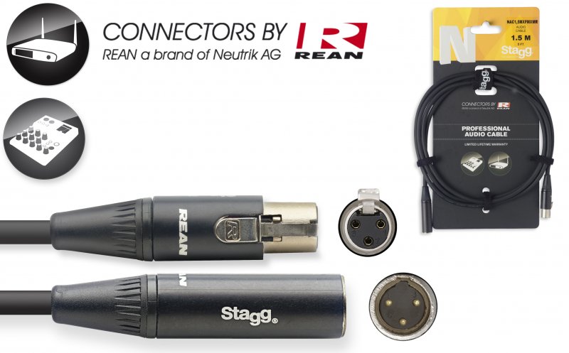 --- DISCONTINUE ---Stagg NAC1.5MXFMXMR - Câble Ausio Rean XLR Fem / XLR Mal - 1,5M