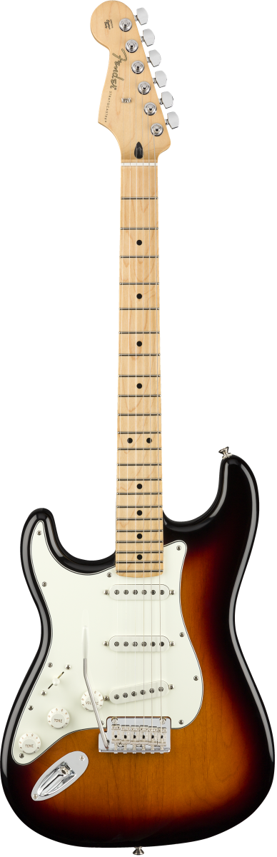 Fender Stratocaster Mexicaine Player Gaucher 3 tons sunburst touche érable