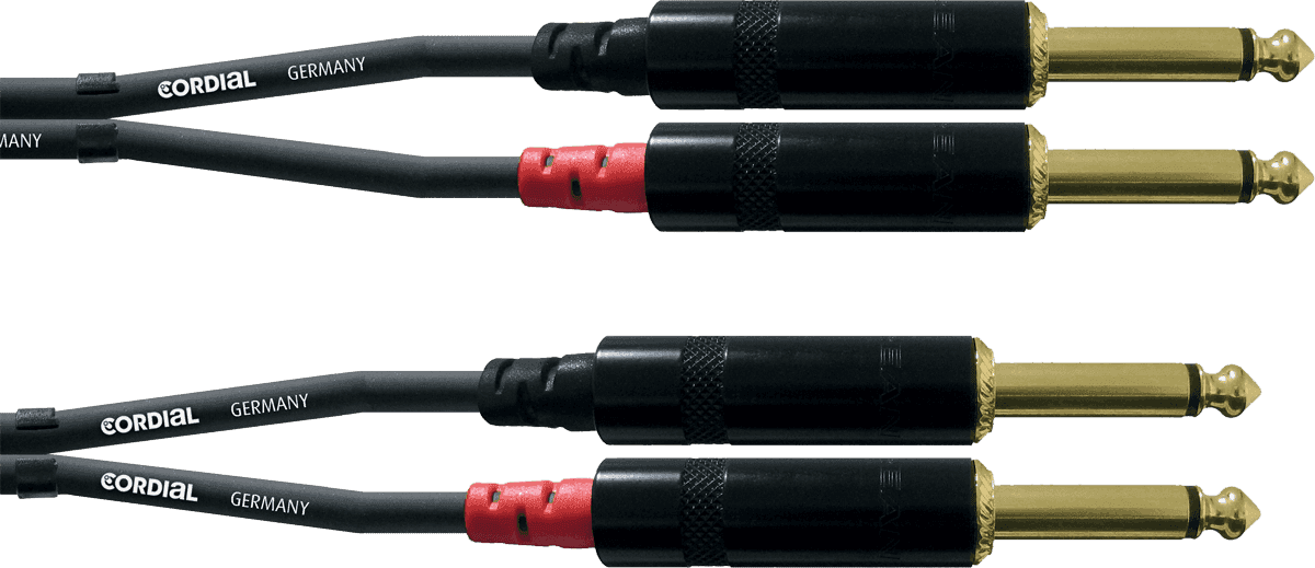 Cordial CFU1.5PP - câble audio double asym.rean 2x2 j. mono m.1,5m