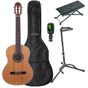 Pack Prodipe Primera 4/4 - Guitare classique + housse, repose pied, stand, accordeur