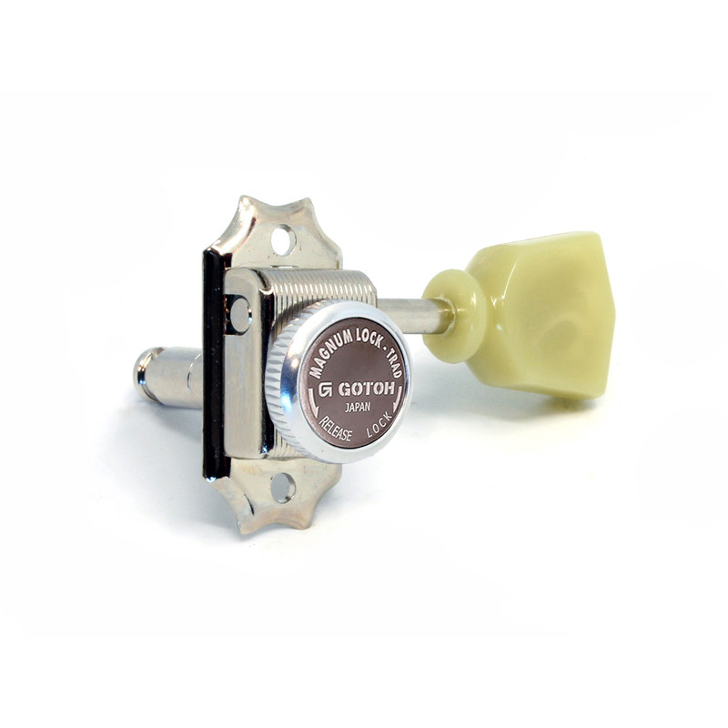 --- DISCONTINUE ---Mécaniques guitare Gotoh auto-blocantes chrome type Kluson 3 x 3