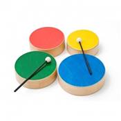 Fuzeau 71187 - Set de 4 tambours bois-couleurs  2 mailloches
