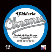 D'Addario Cordes guitare électrique filée plat 12-52 CHROMES