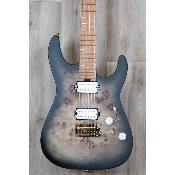 Guitare électrique Charvel DK24 HH 2PT CM Poplar Burl transparent Black Burst