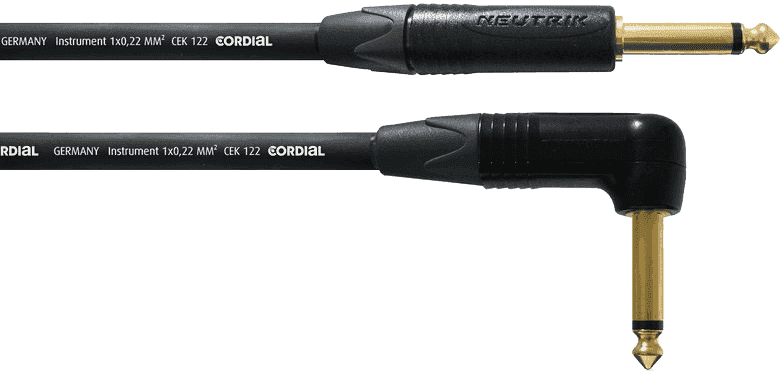 --- DISCONTINUE ---Cordial CEI6PR - câble instrument neutrik jack droit/jack coudé 6m