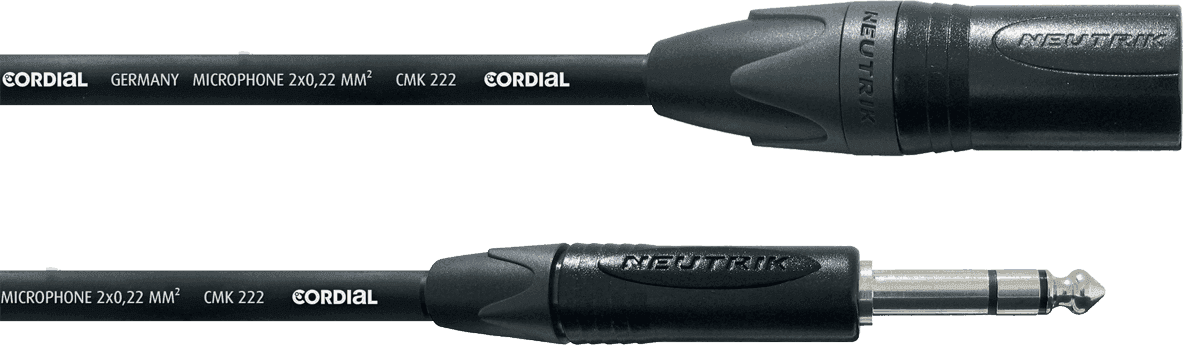 Cordial CPM2.5MV - câble audio sym neutrik xlr m/jack stéréo 2,5m