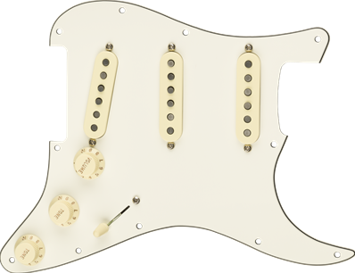 Pre-Wired Strat Pickguard, Custom Shop Texas Special SSS, Parchment 11 Hole PG
