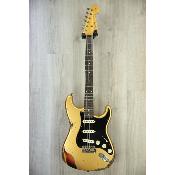 Guitare electrique Fender Custom Shop 60's strat duel Mag II limited gold over sunburst heavy relic