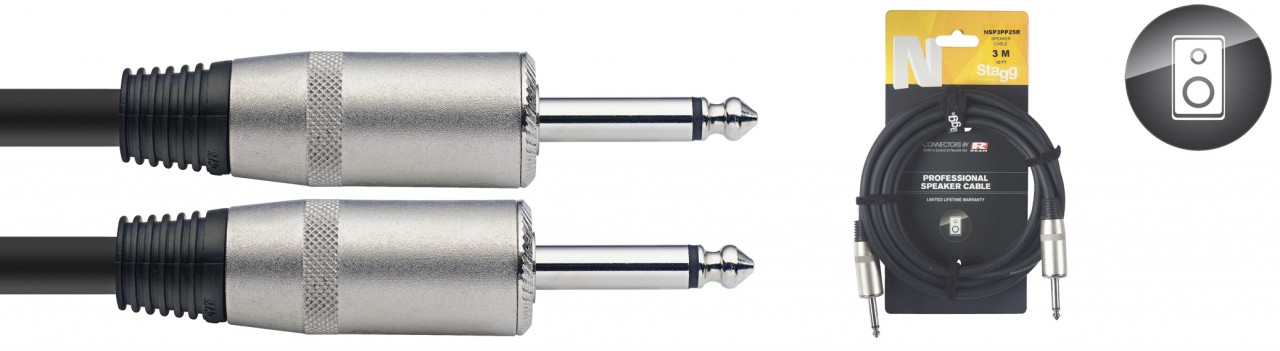 --- DISCONTINUE ---Stagg NSP3PP25R - Câble Haut-Parleur Rean Jack / Jack - 2,5M