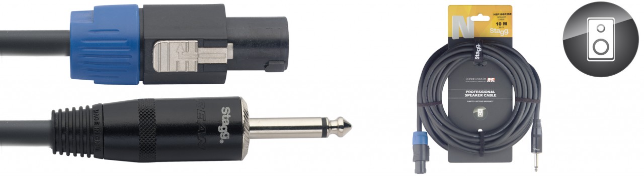 Stagg NSP3SP25R - Câble Haut-Parleur Rean Speakon / Jack - 2,5M