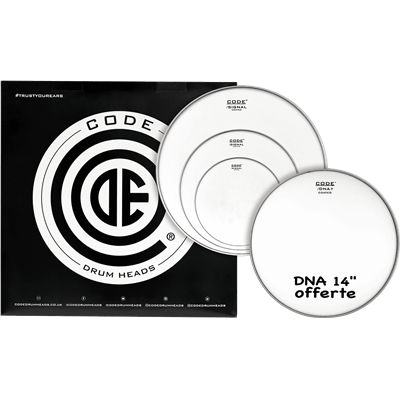 Code Drumheads Pack de Peaux signal coated rock  cc 14 dna coated