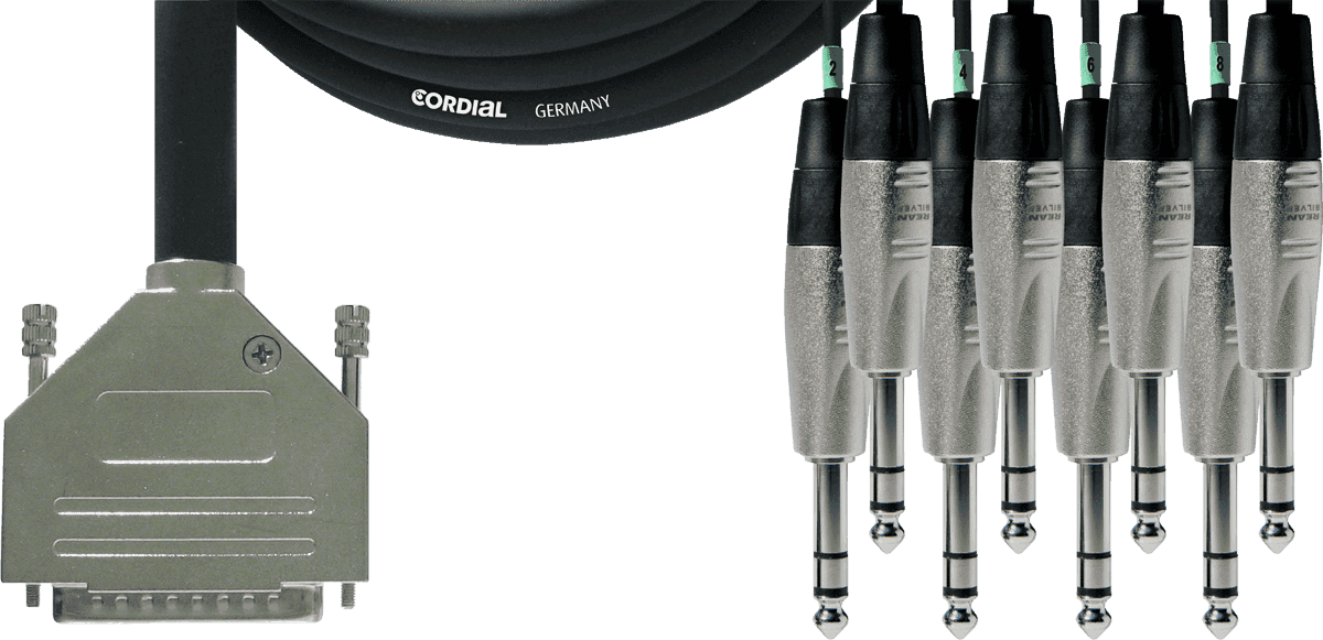 Cordial CFD3DVT - câble interface numérique d-sub/8x jack stéréo 3m