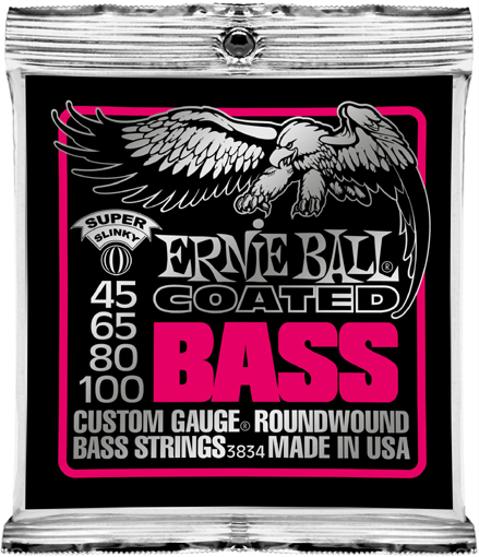 Ernie Ball 3834 Jeu de cordes basse Super Slinky coated 45-100