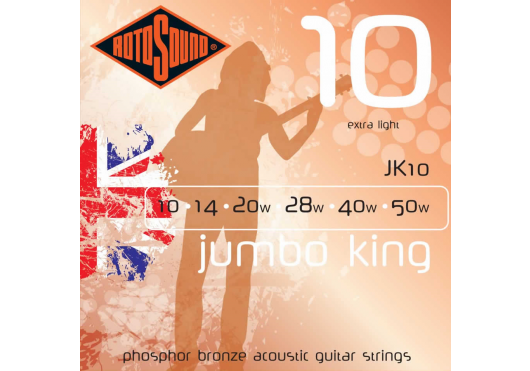 Rotosound JK10 - Jeu de Cordes Guitare Acoustique Jumbo King Extra Light 10-50