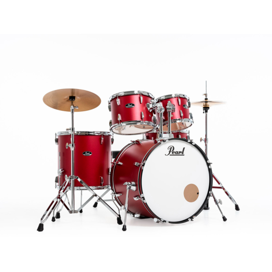 batterie acoustique pearl roadshow 5f rock 22 + pack sabian solar 2 cymbales matte red