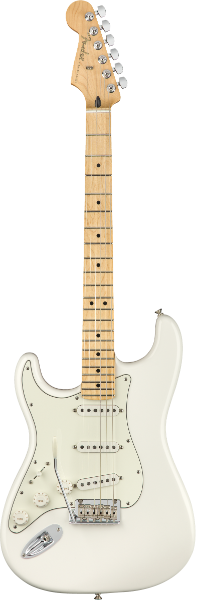 Fender Stratocaster Mexicaine Player Gaucher Polar White touche érable
