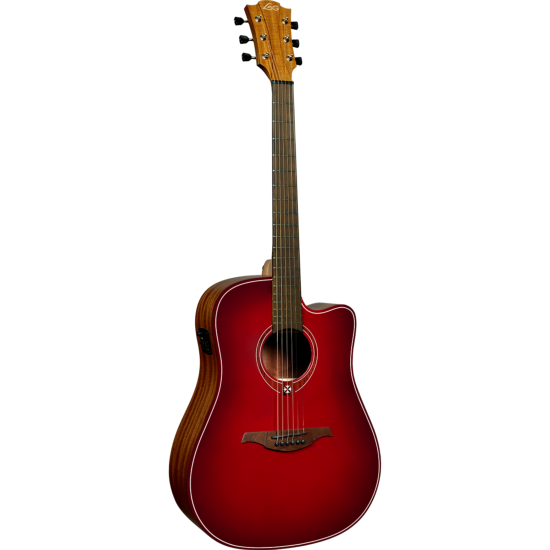 guitare electro-acoustique lag tramontane dreadnought cutaway electro special edition red burst