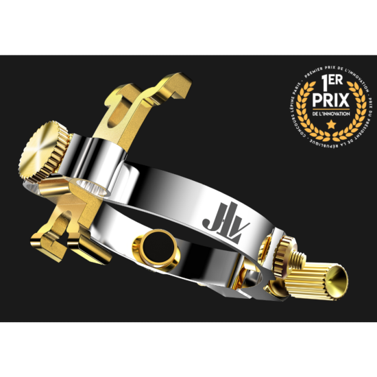 JLV SOUND - Ligature JLV plaquée Platine et Or pour saxophone Baryton