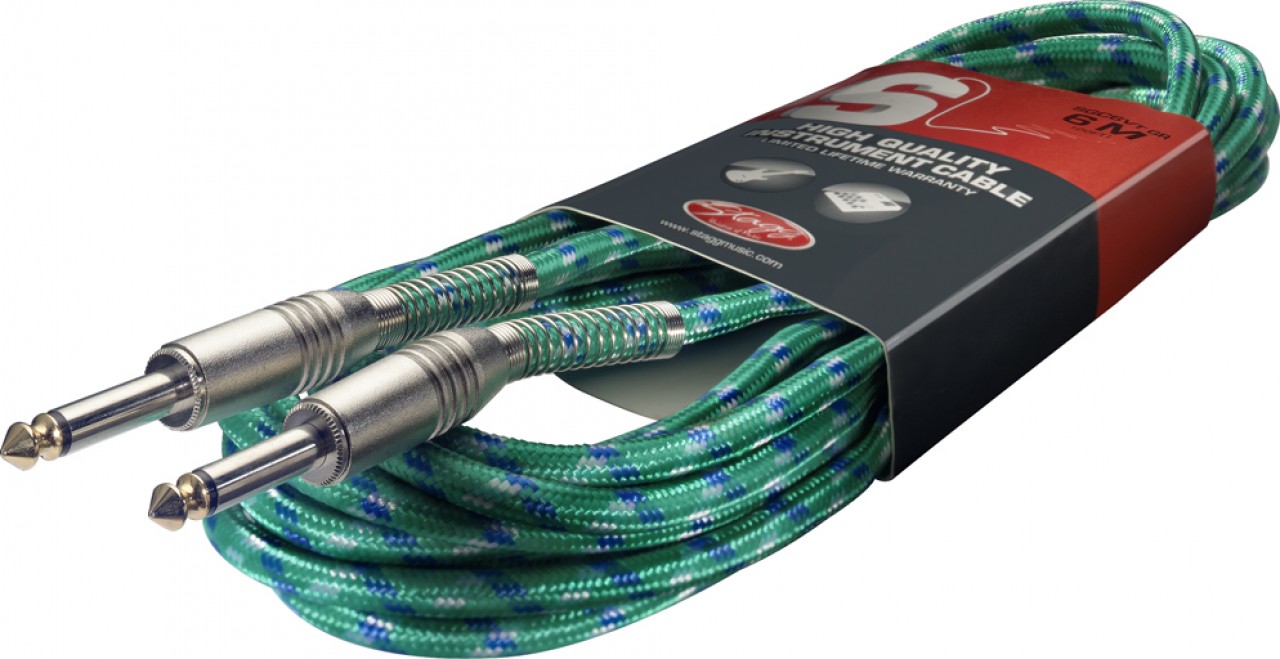 Stagg SGC6VT GR > Câble Jack / Jack Vintage Tweed Vert > 6 metres