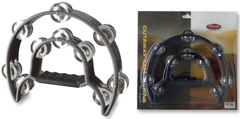 Stagg TAB-1 BK - Tambourin demi lune en plastique avec 20 cymbaletteS