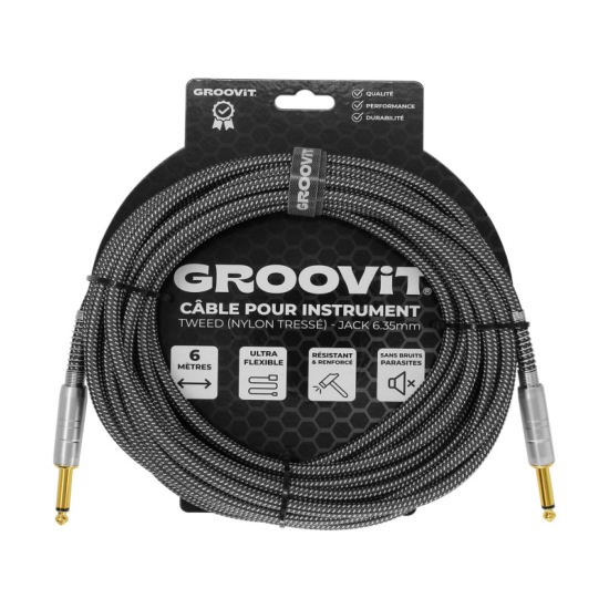 Groovit cable jack 6m tressé gris