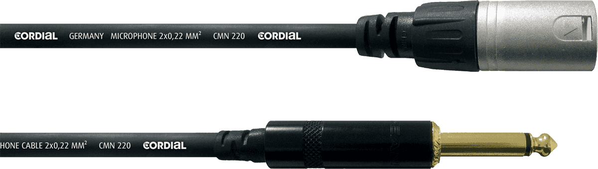Cordial CCM10MP - câble micro rean xlr m/jack m. mono 10 m