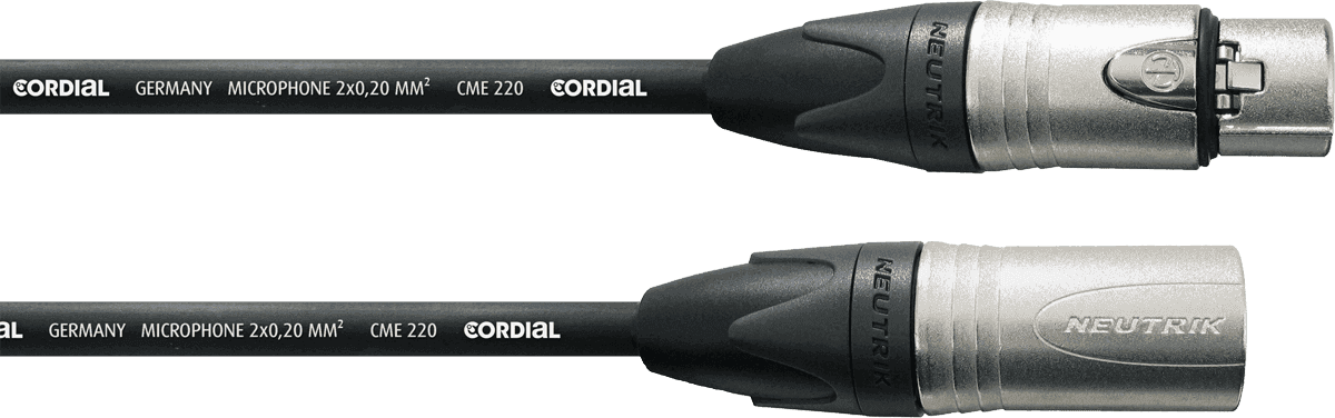 Cordial CXM10FM - câble micro neutrik silver xlr mâle/xlr f. 10m