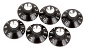 Pure Vintage Black/Silver Skirted Amplifier Knobs, (6)