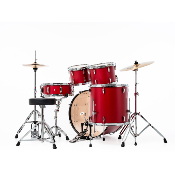 batterie acoustique pearl roadshow 5f rock 22 + pack sabian solar 2 cymbales matte red