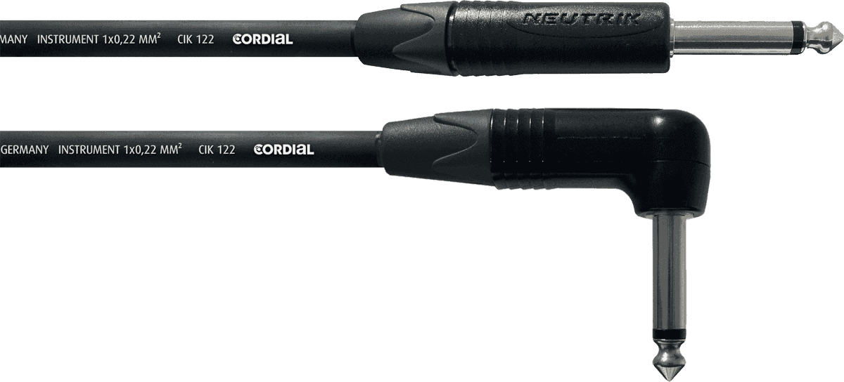 Cordial CPI9PR - câble instru neutrik 6,35mm mono droit / coudé 9 m