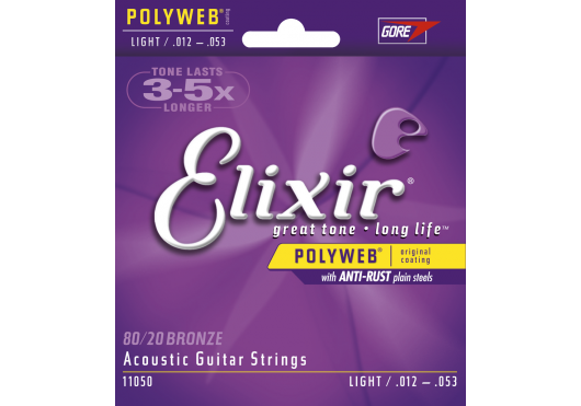 Elixir 11050 - Jeu de Cordes Guitare Acoustique Light 12-53