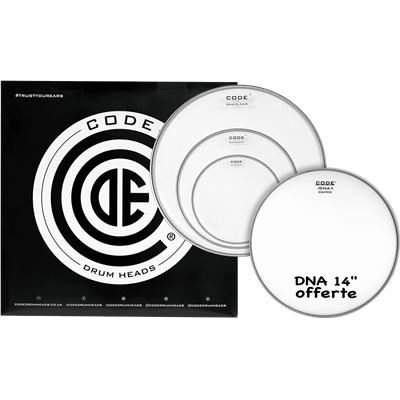 Code Drumheads Pack de Peaux dna clear rock  cc 14 dna coated