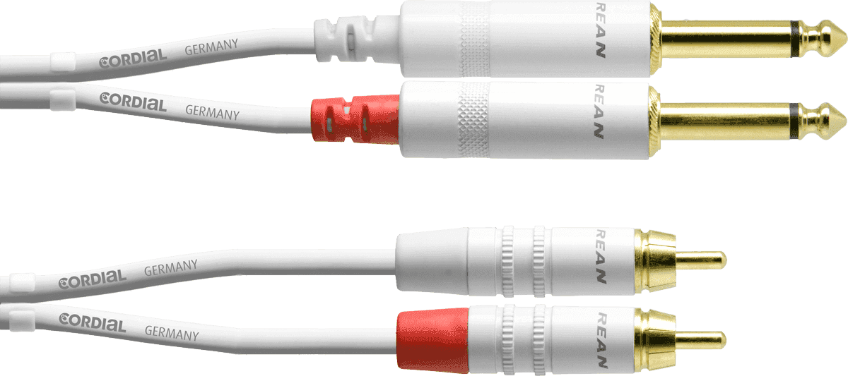 Cordial CFU6PC-SNOW - câble double 2 j. mono m./2 rca blanc 6m