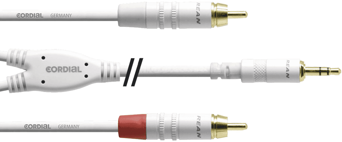 --- DISCONTINUE ---Cordial CFY6WCC-SNOW - câble bretelle rean 3.5mm stéréo/2x rca 6m blanc