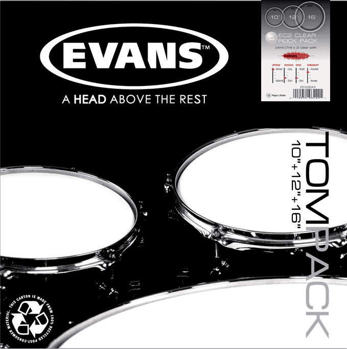 --- DISCONTINUE ---Evans TPEC2SCLRR - tom pack EC2S clear rock