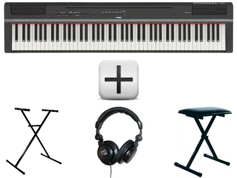 Yamaha P125BK - Pack Piano numérique noir avec stand en X casque et banquette