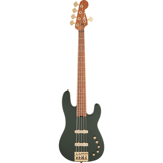 Pro-Mod San Dimas Bass JJ V, Caramelized Maple Fingerboard, Lambo Green Metallic