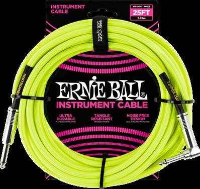 --- DISCONTINUE ---Ernie Ball CABLE JACK ERNIE BALL TISSE DROIT/COUDE 7M62 JAUNE