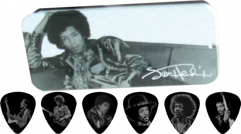 Dunlop Boite 12 médiators Jimi Hendrix - Silver Portrait Heavy