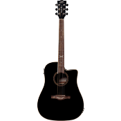 guitare folk eko dreadnought cutaway electro see through black