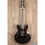 Guitare électrique d'Angelico Premier DC Black Flake