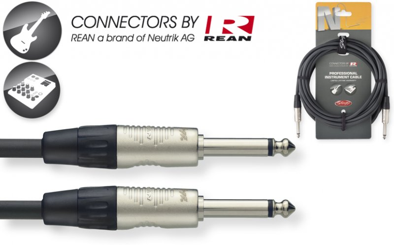 Stagg NGC10R > Câble instrument Jack / Jack Rean > 10 mètres 6 mm
