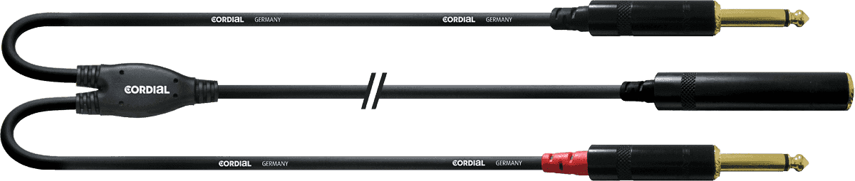 Cordial CFY0.3KPP - jack stéréo fem/2 jacks mono mâle - 0.3m