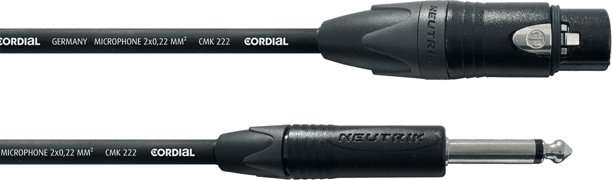 Cordial CPM10FP - câble mic neutrik xlr f./jack m. mono 10m