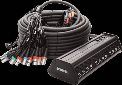 Cordial CYB24-8C - boitier de scène 24 in 8 out câble xlr mâle 30m